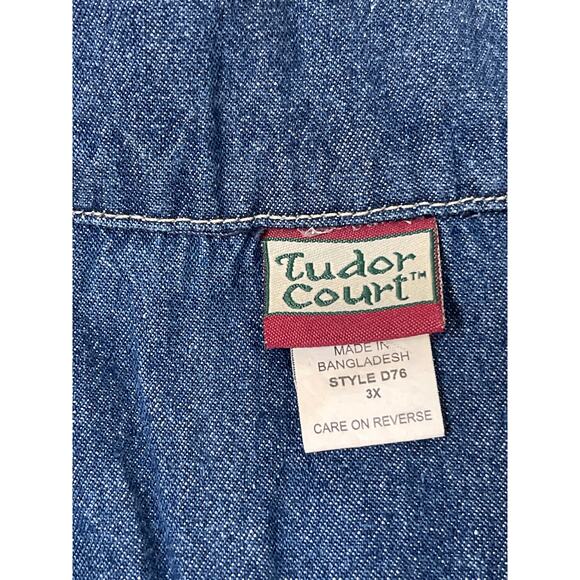 VTG Tudor Court Women's Denim Embroidered Floral Lagenlook Western Jacket 3X - Picture 7 of 12